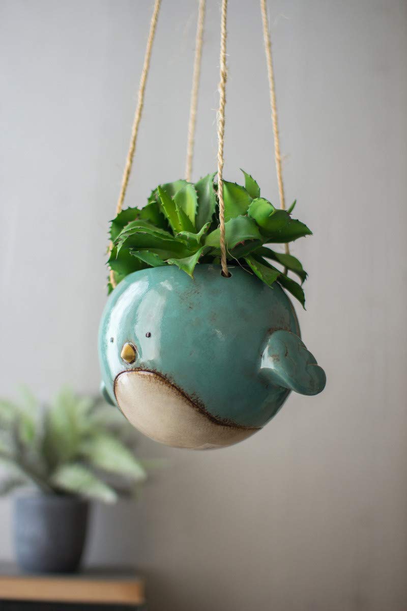Kalalou Bluebird Hanging Planter Pot - Ceramic - 7" Diameter - Image 4